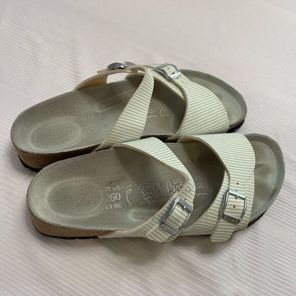 Birkenstock Mint Green/White Striped Double Strap Sandals Size Ladies 8 Men’s 6 - Picture 4 of 9